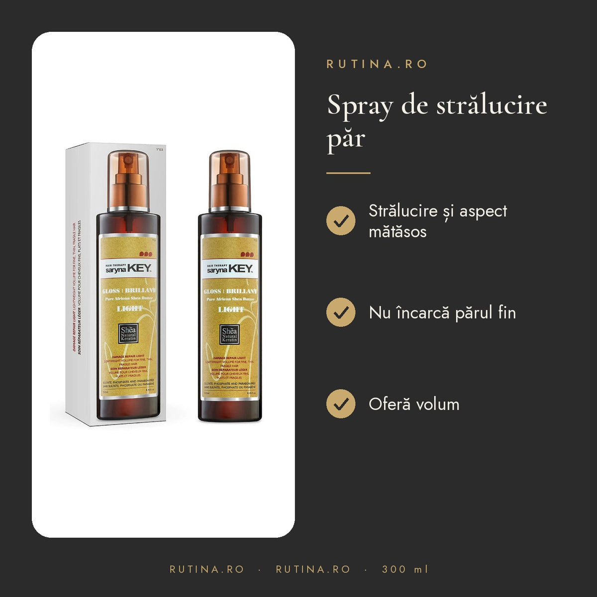 Spray de stralucire pentru par fin cu unt de Shea 300ml – beneficii