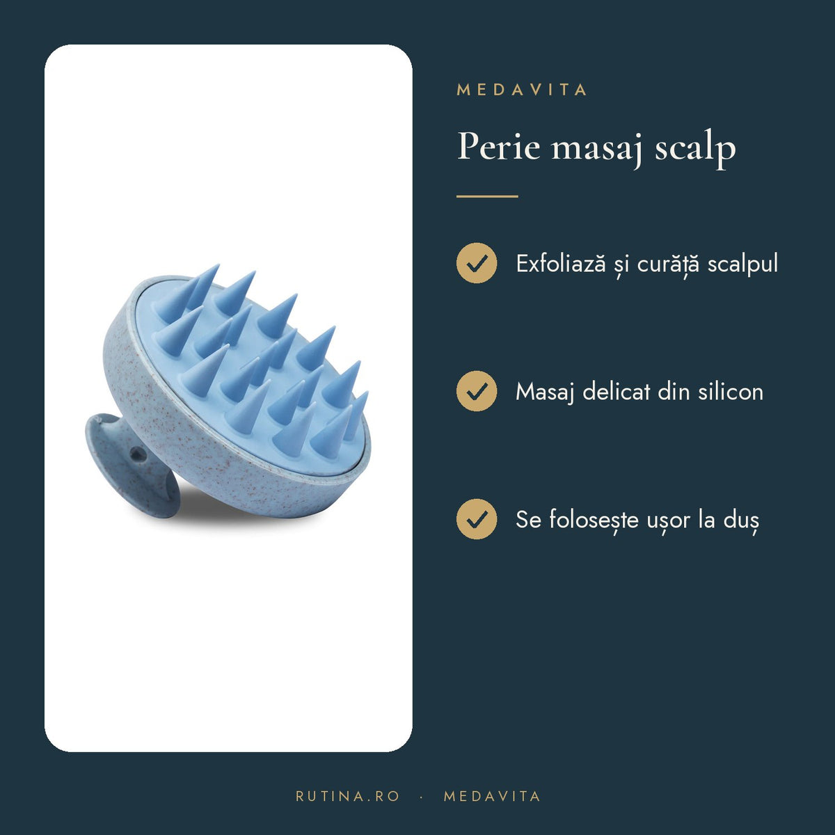 Perie pentru Masaj Scalp - material Silicon — Culoare Albastru – beneficii