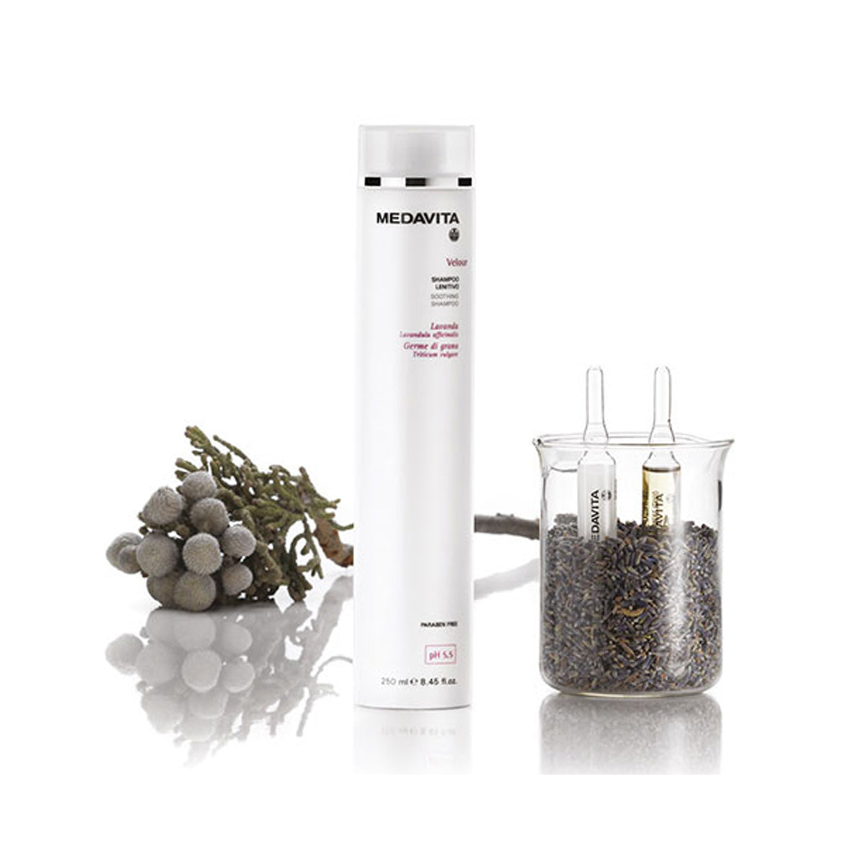 Fiole calmante scalp sensibil Medavida Velour, PH 4.5, pentru scalp cu dermatita, psoriazis, ideal dupa decolorarea/cololarea parului, 12x6ml