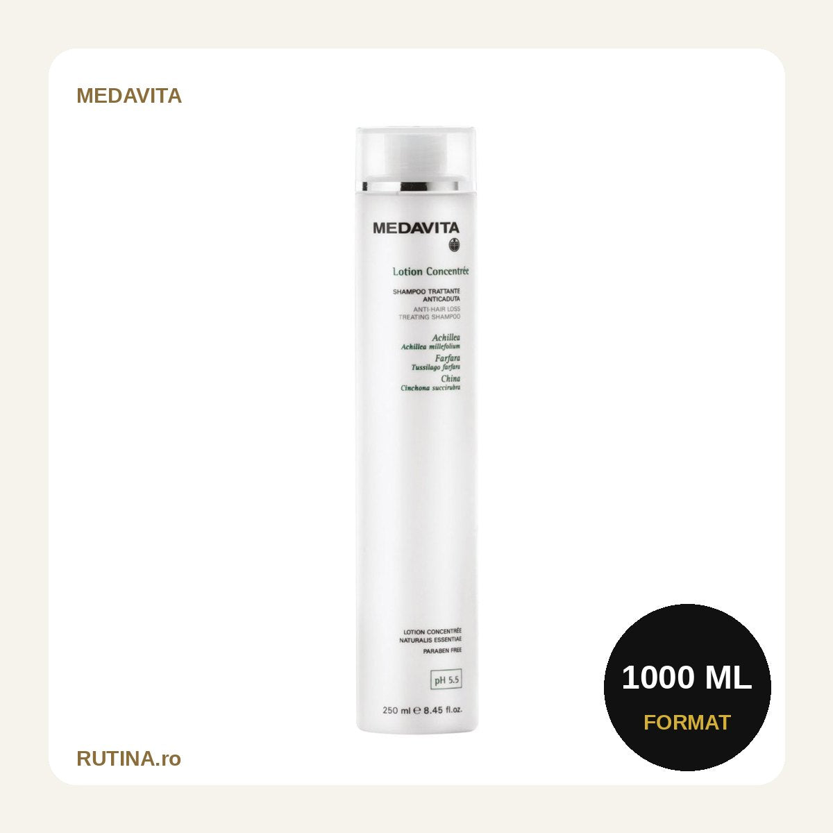 Sampon Anticadere pH 5.5 - Medavita – 1000 ml – format 1000 ml