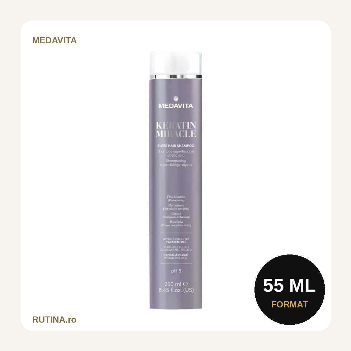 Sampon cu keratina pentru netezire - KERATIN MIRACLE – 55 ml – format 55 ml