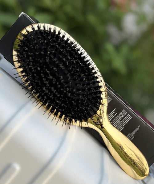 Win Extension Brush Winstory - perie pentru uscarea si descurcarea parului cu extensii, cu peri flexibili din nailon si mistret