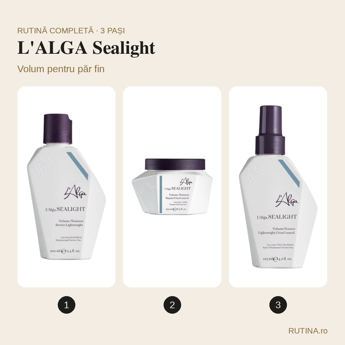 Rutină volum pentru păr fin – L'ALGA Sealight (3 pași) – copertă