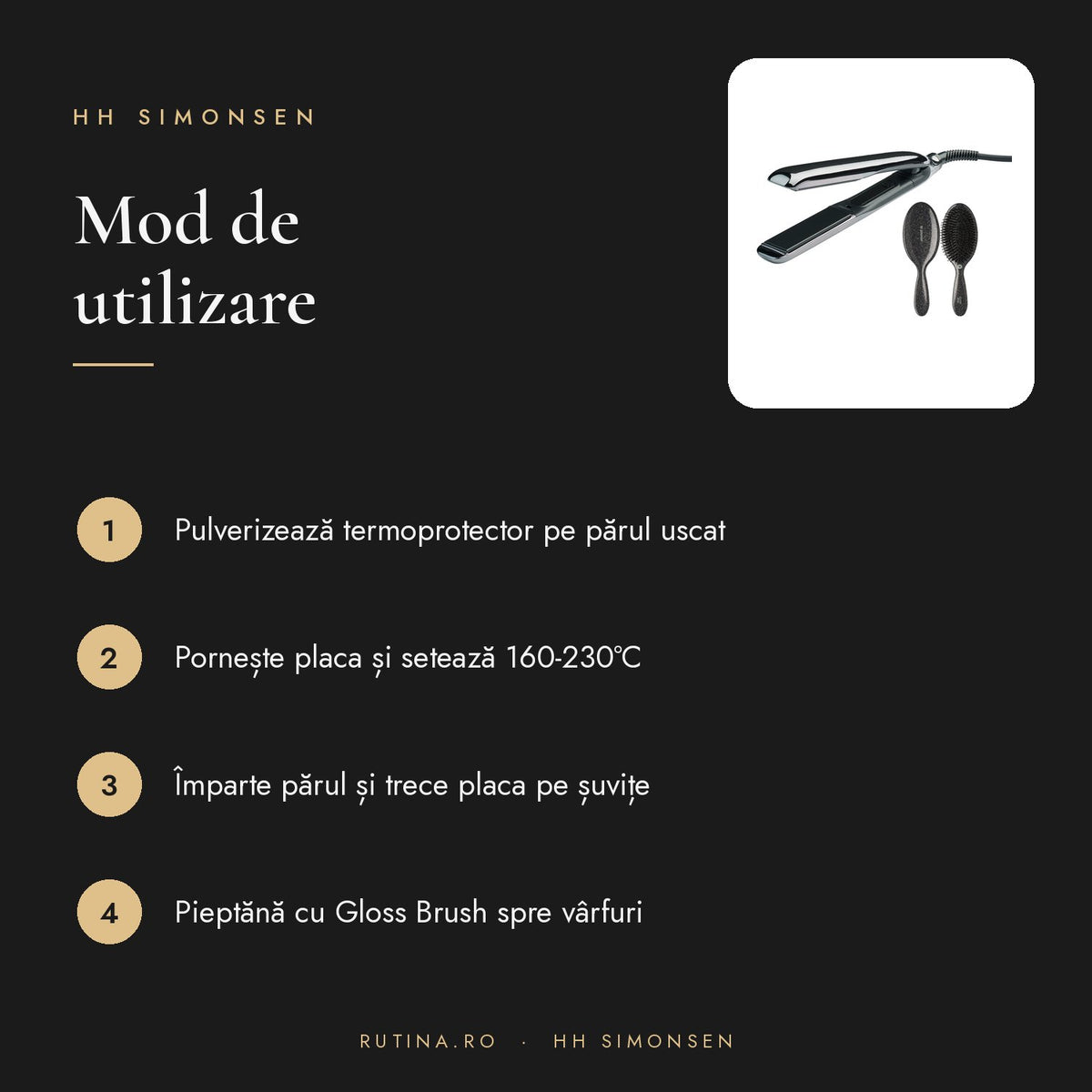 Placa profesionala pt indreptat parul True Divinity MK2 MOONRISE + perie Gloss Brush Editi – mod de utilizare
