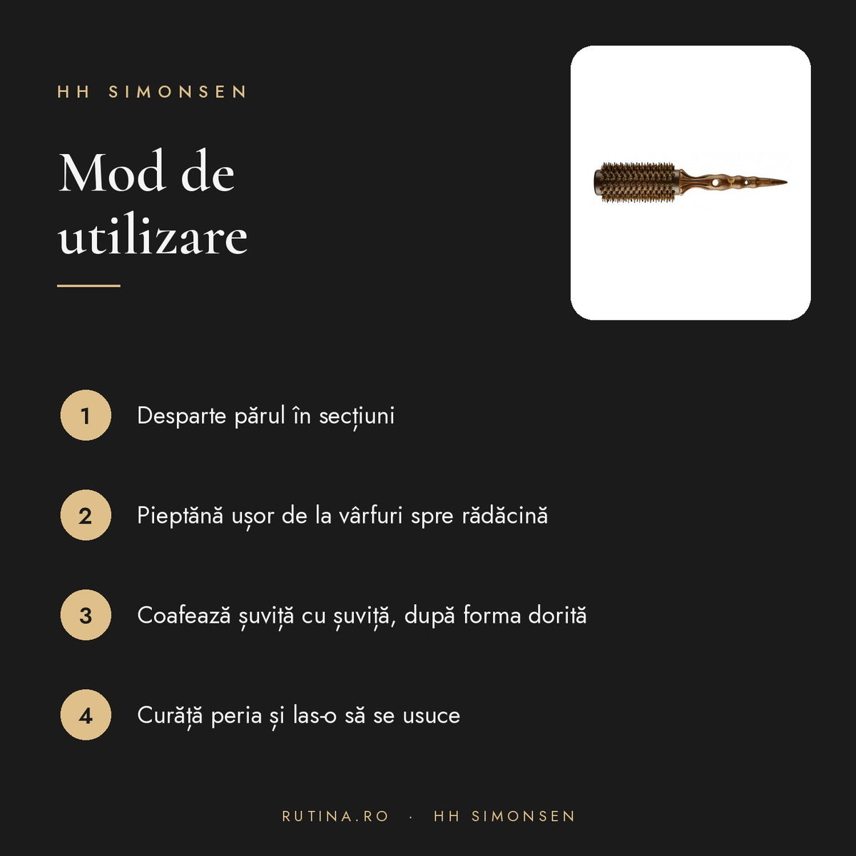 Perie The Turn Brush S/M/L/XL - Hh Simonsen — Mărime L – mod de utilizare