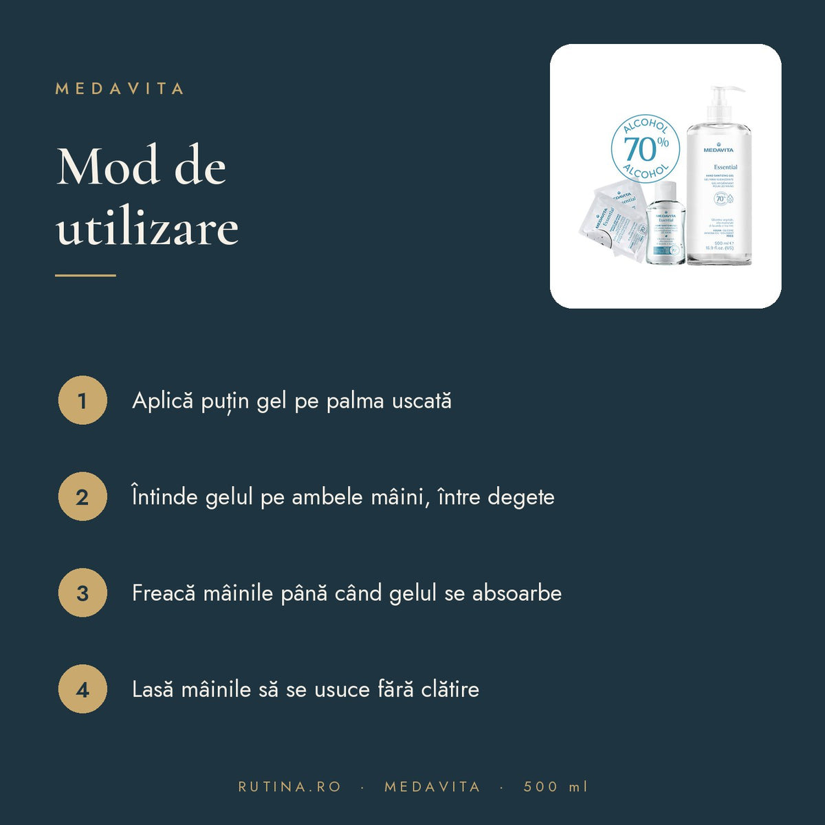 Gel Igienizant pentru Maini - fara clatire – 500 ml
