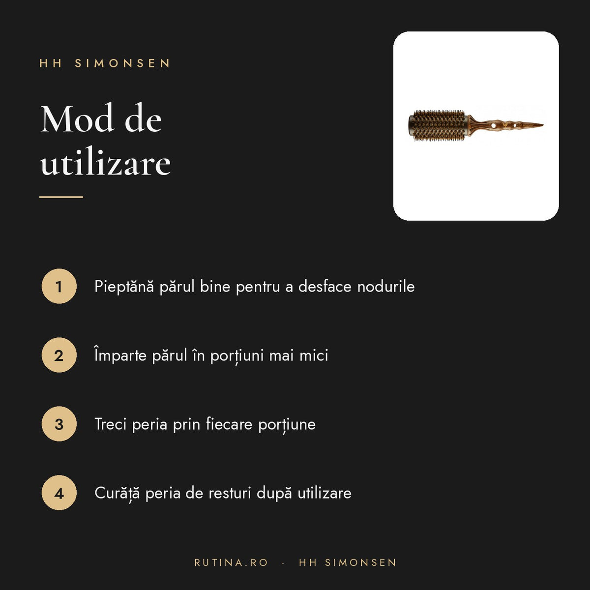 Perie The Turn Brush S/M/L/XL - Hh Simonsen — Mărime XL – mod de utilizare