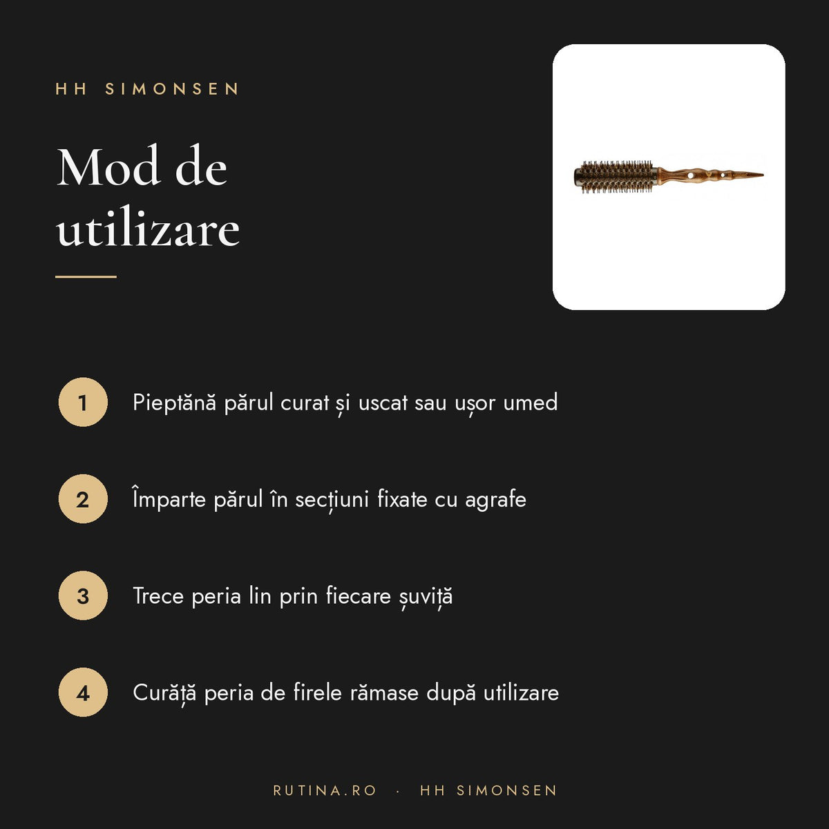 Perie The Turn Brush S/M/L/XL - Hh Simonsen — Mărime S – mod de utilizare