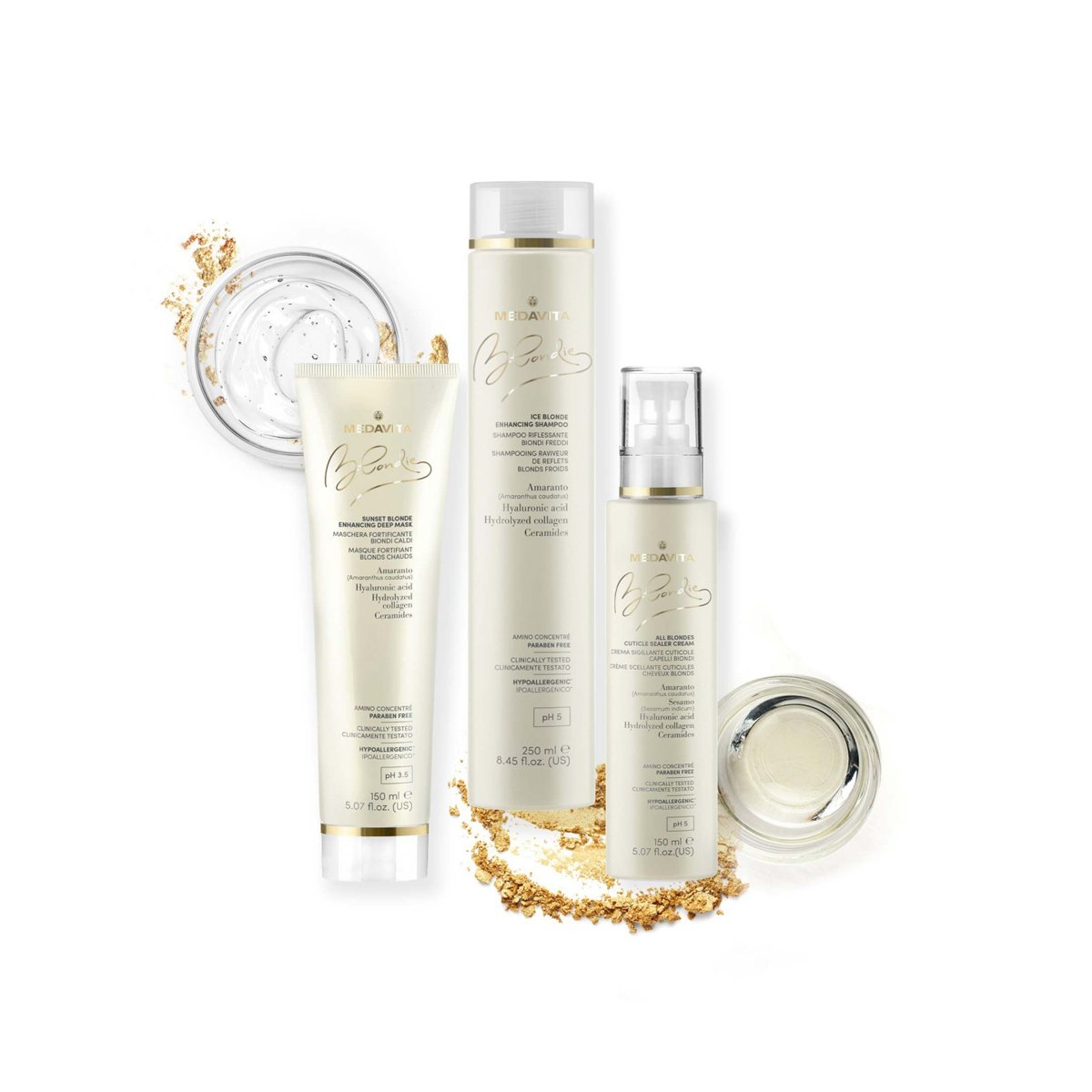 Sampon pentru toate tipurile de blond cu acid hialuronic, ceramide, colagen - ALL BLONDES —