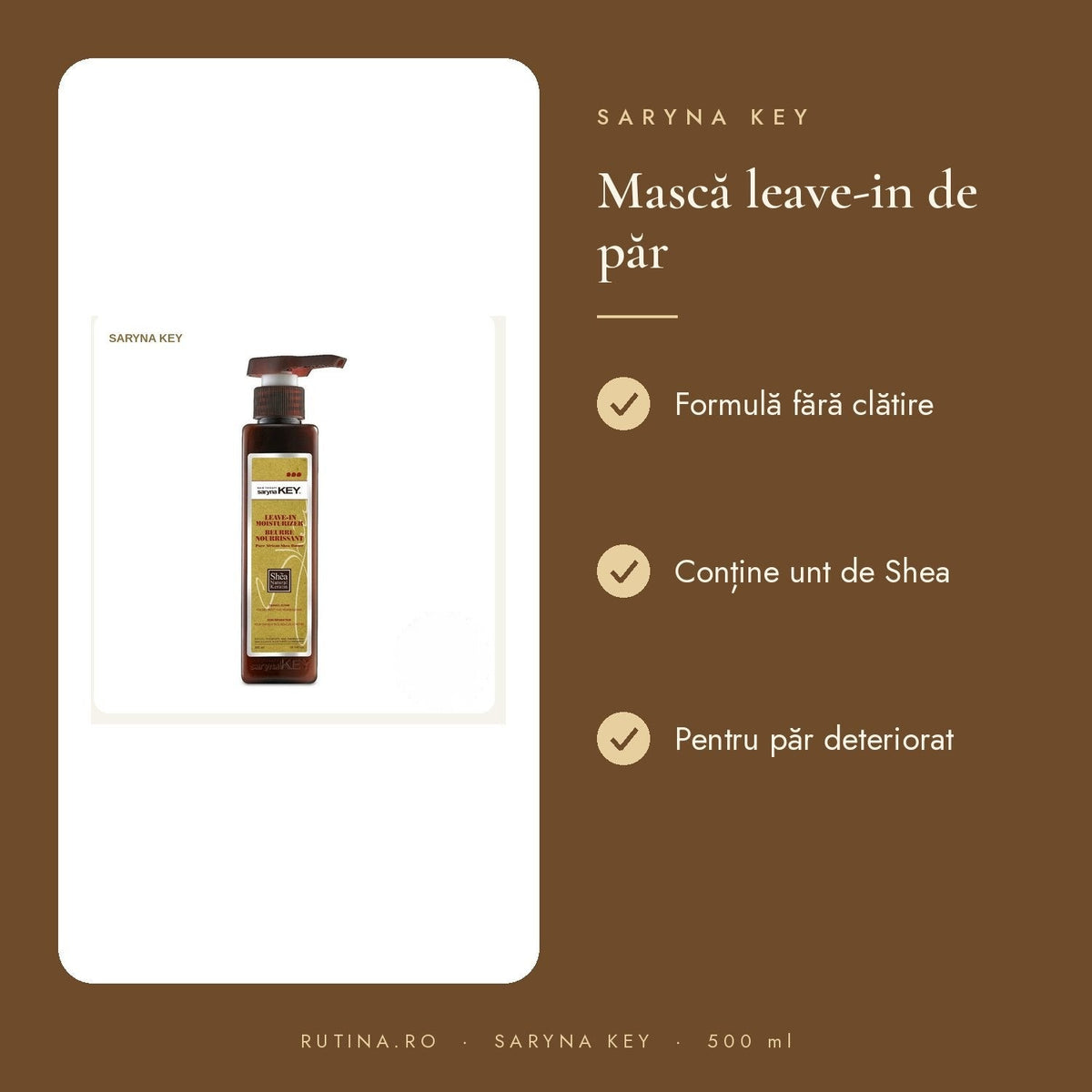 Masca Leave-In cu unt de Shea pentru parul mediu, gros, deteriorat – 500 ml