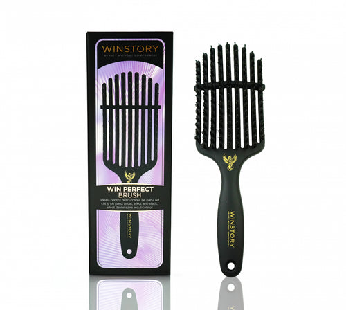 Win Perfect Brush Winstory - perie cu ventilatie, cu peri flexibili si naturali de mistret pentru uscarea rapida si netezirea parului