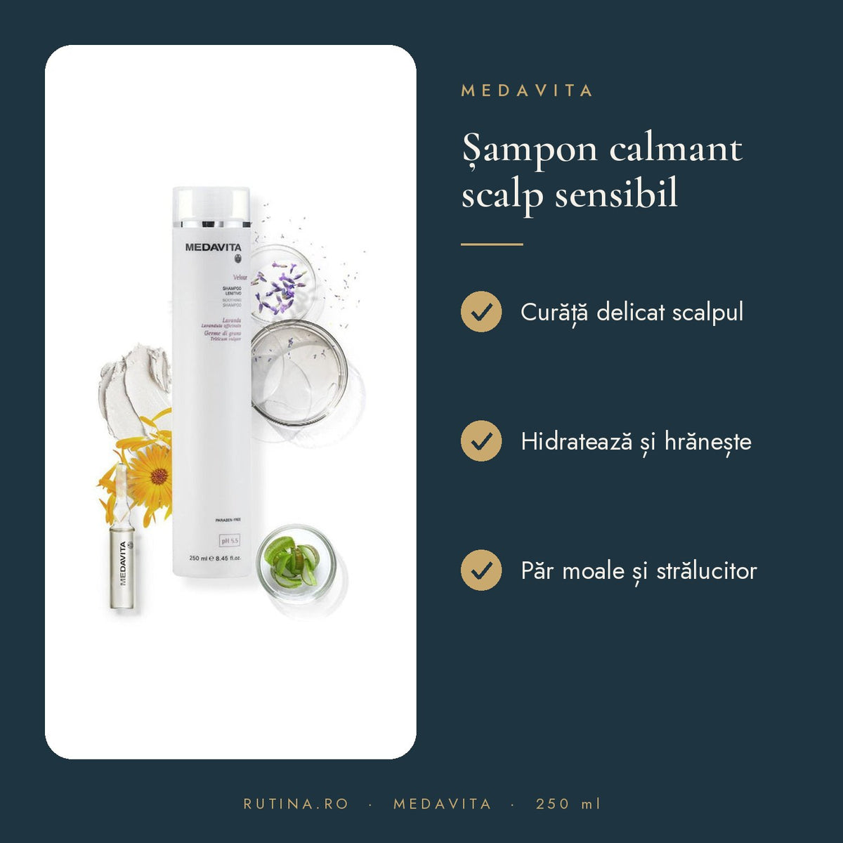 Sampon Calmant Velour pH 5.5 – 250 ml – beneficii
