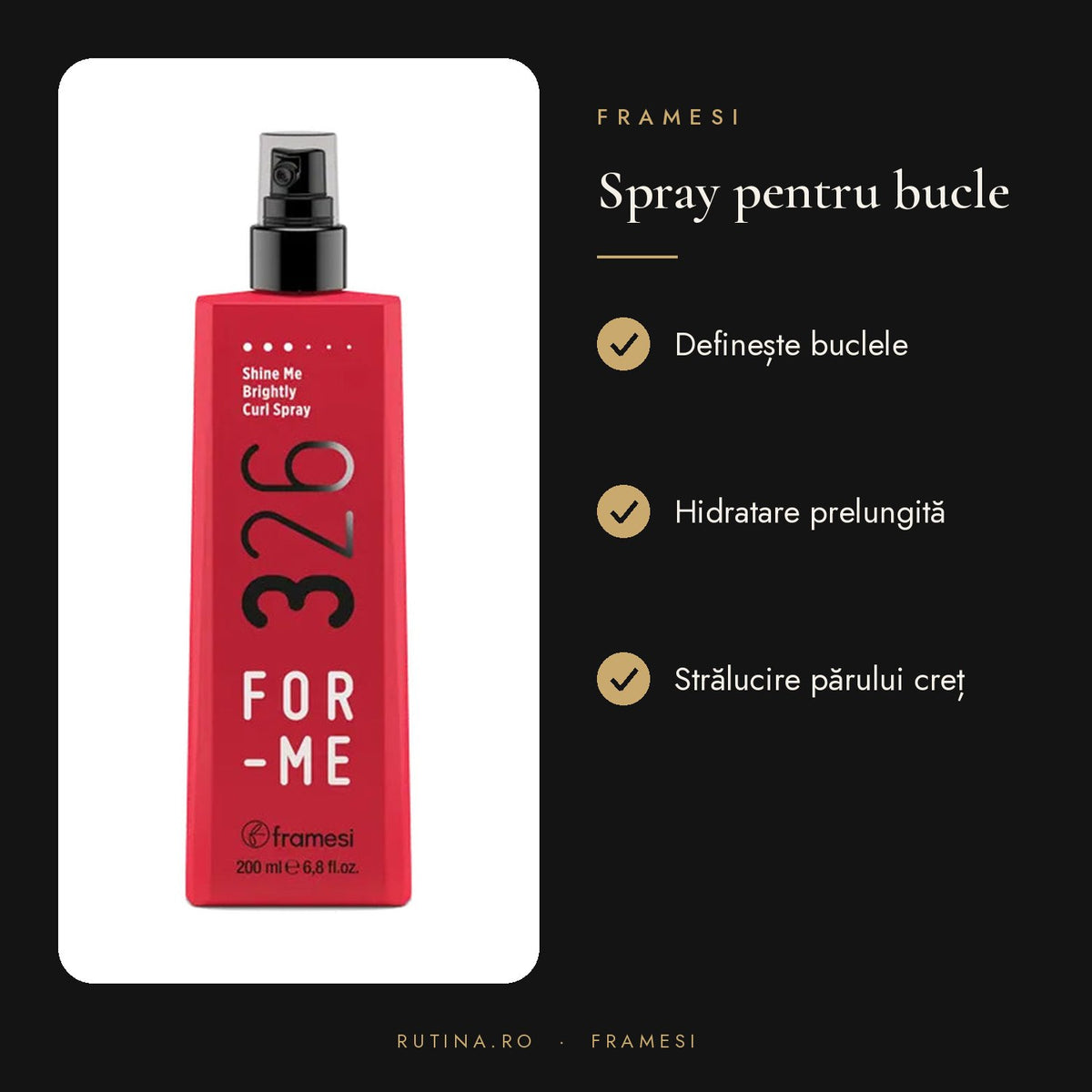 FOR-ME 326 - Spray pentru bucle ce ofera definire, stralucire si volum parului cret – beneficii
