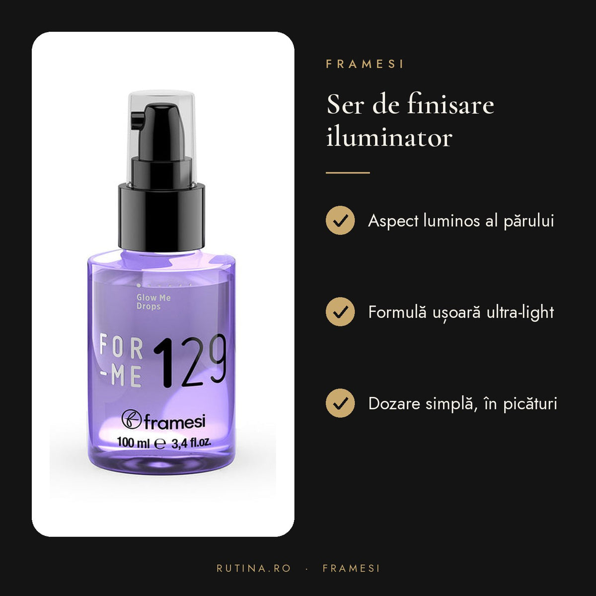 Ser de finisare iluminator Ultra-Light - 129 Glow Me Drops - Framesi – beneficii
