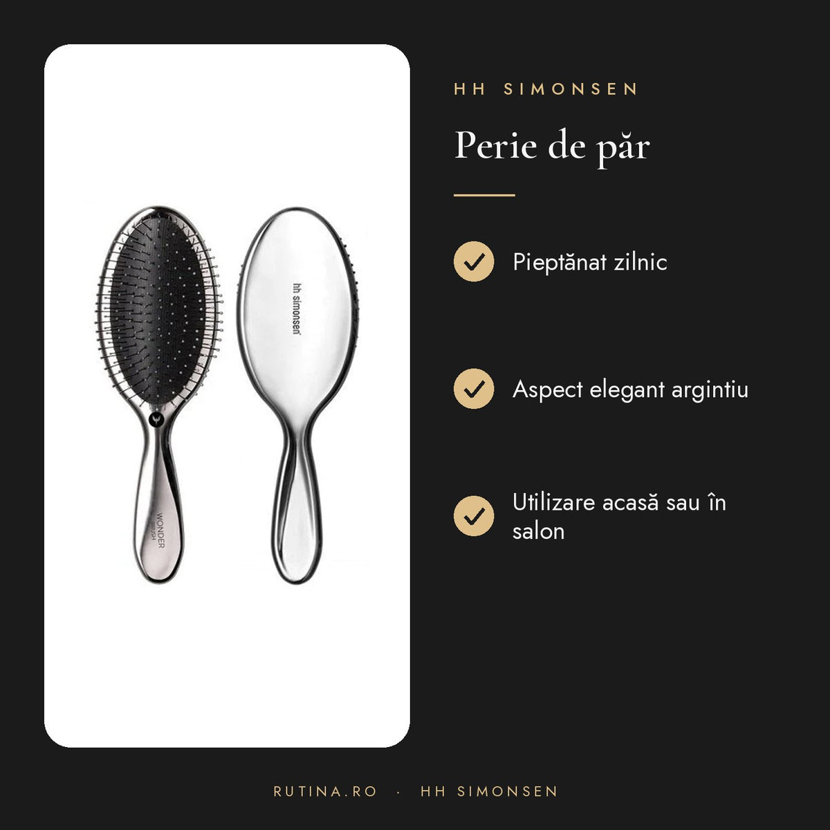 Perie de par Wonder Brush HH Simonsen — Culoare Argintiu – beneficii