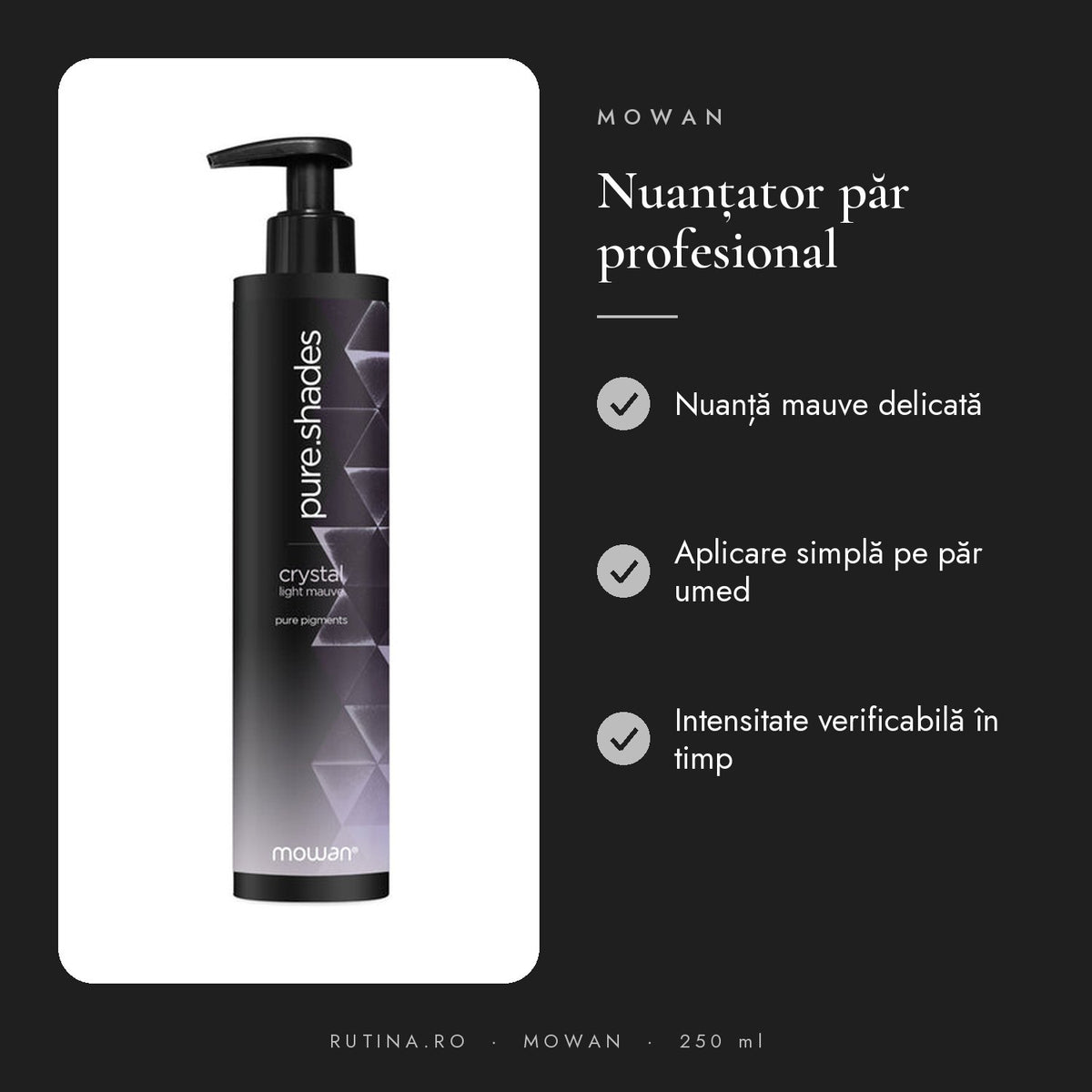 PURE SHADES CRYSTAL LIGHT MAUVE - 250 ml – beneficii