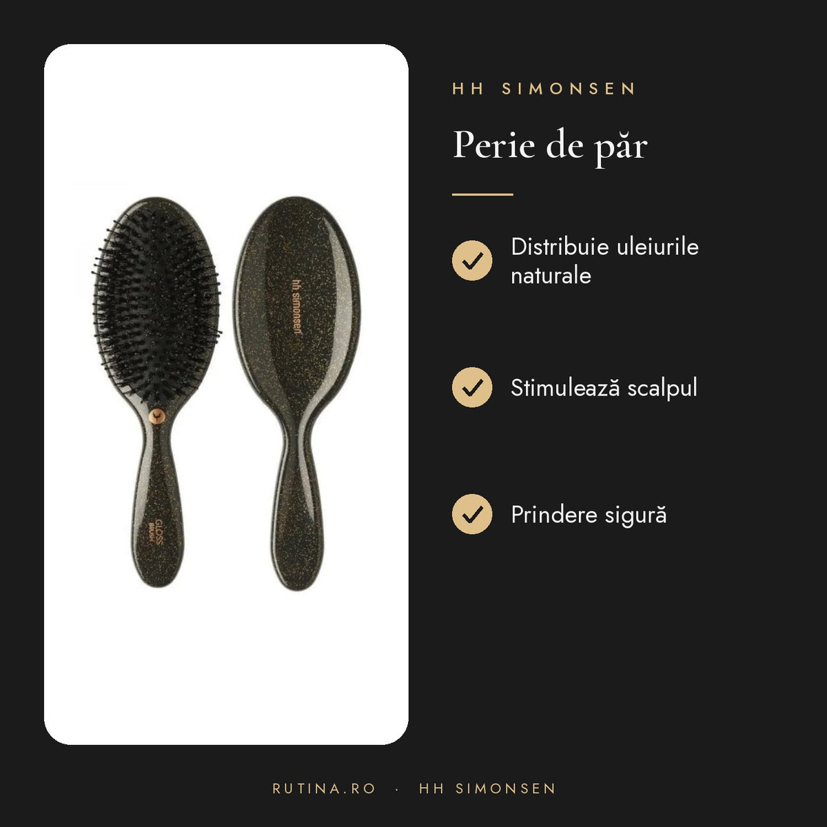 Perie Gloss Brush - Gold Glitter - Hh Simonsen – beneficii