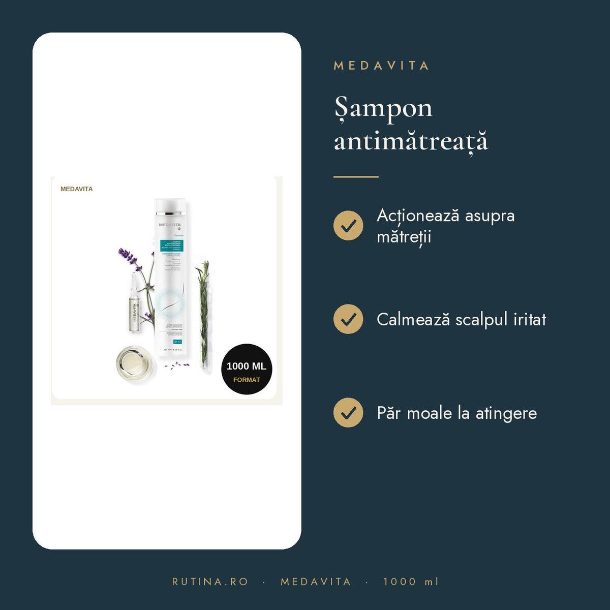 Sampon Antimatreata pH 5.5 - Medavita – 1000 ml – beneficii