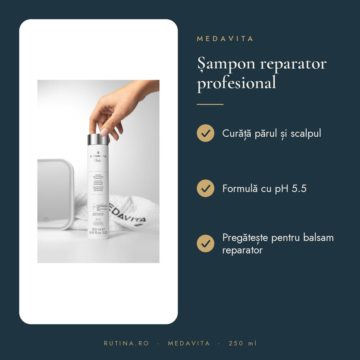 Sampon ELISIER INSTANT BOND REPAIR - 250 ml - pH 5.5 – beneficii