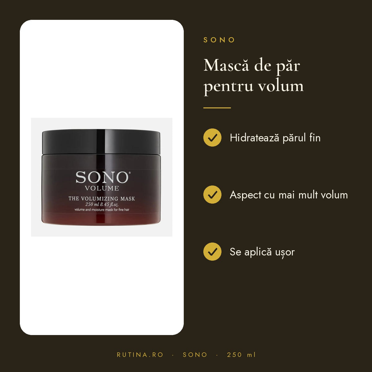 Masca pentru Volum si Hidratare pentru Par Fin - SONO VOLUME MASK 250 ml – beneficii