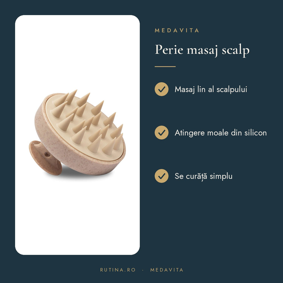 Perie pentru Masaj Scalp - material Silicon — Culoare Bej