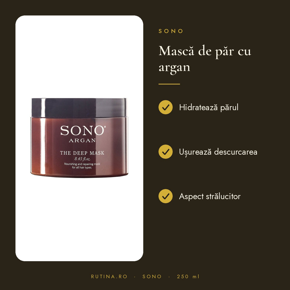 Masca SONO ARGAN pentru hidratare si descurcare cu Ulei de Argan — 250 ml
