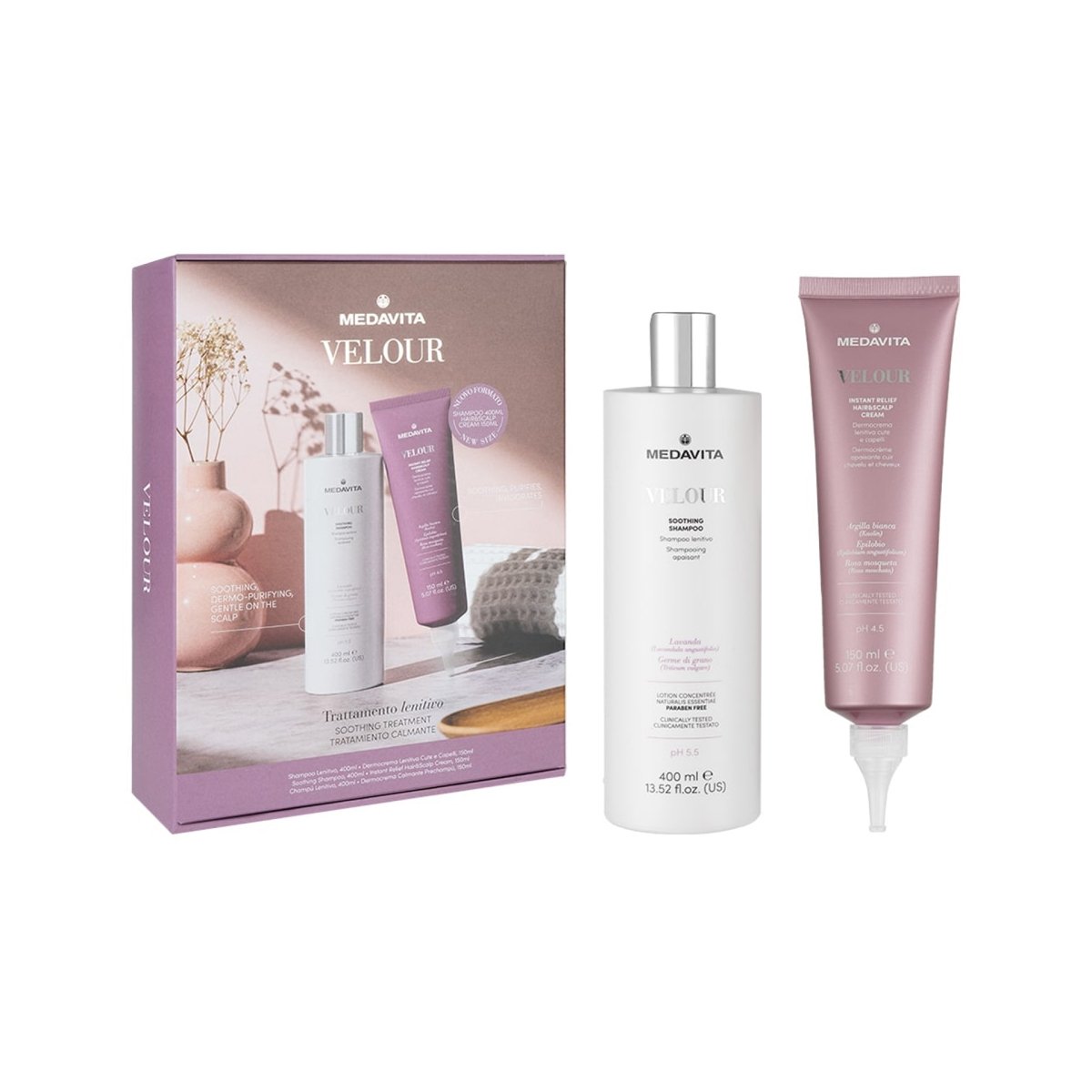Kit Velour Medavita: Soluția Completă pentru Calmare Scalp Iritat și Sensibil - RUTINA.roKit Velour Medavita: Soluția Completă pentru Calmare Scalp Iritat și SensibilRUTINA.roRUTINA.ro