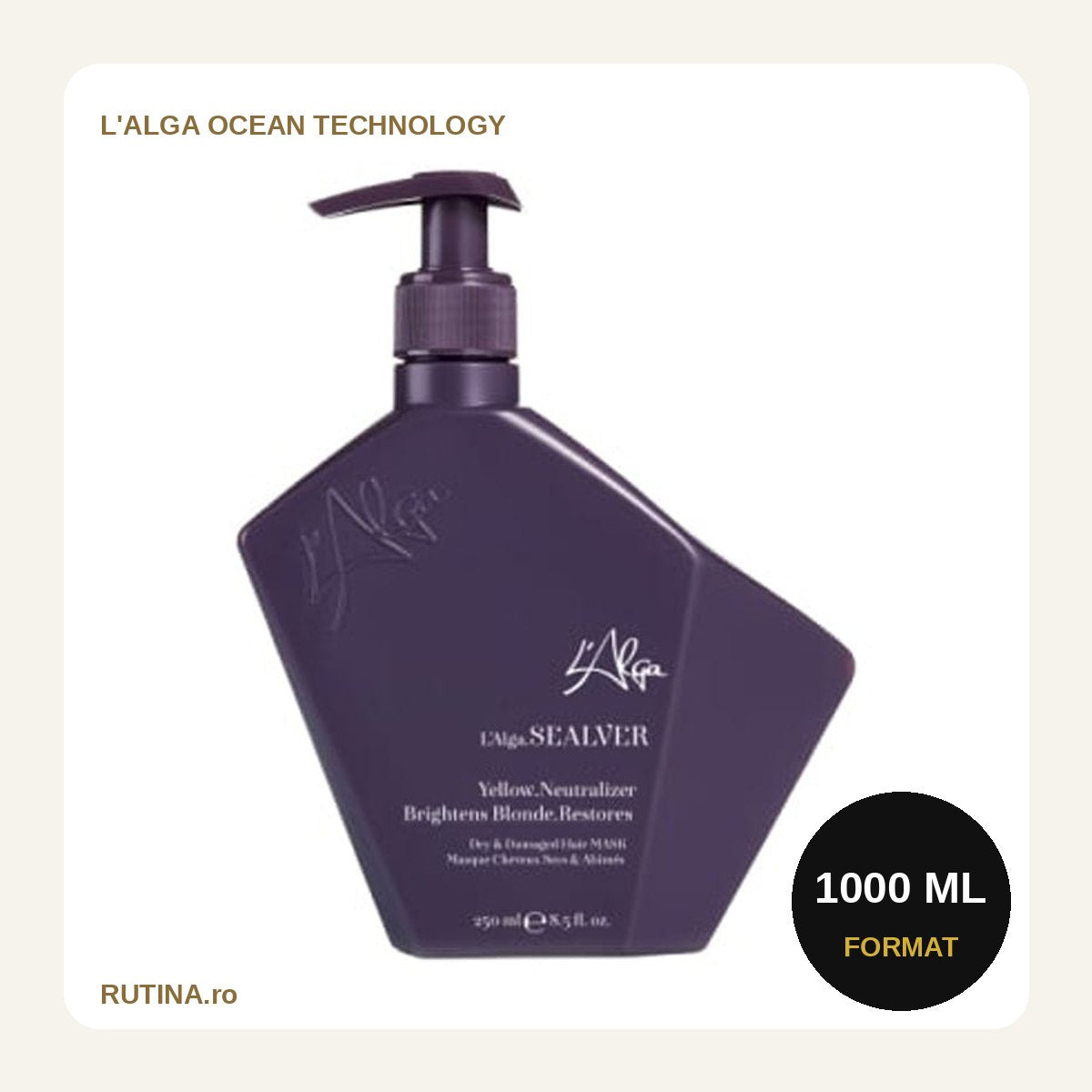 Masca no-yellow, antigalben, ideala pentru par blond, cu reflexe reci - Sealver – 1000 ml – format 1000 ml