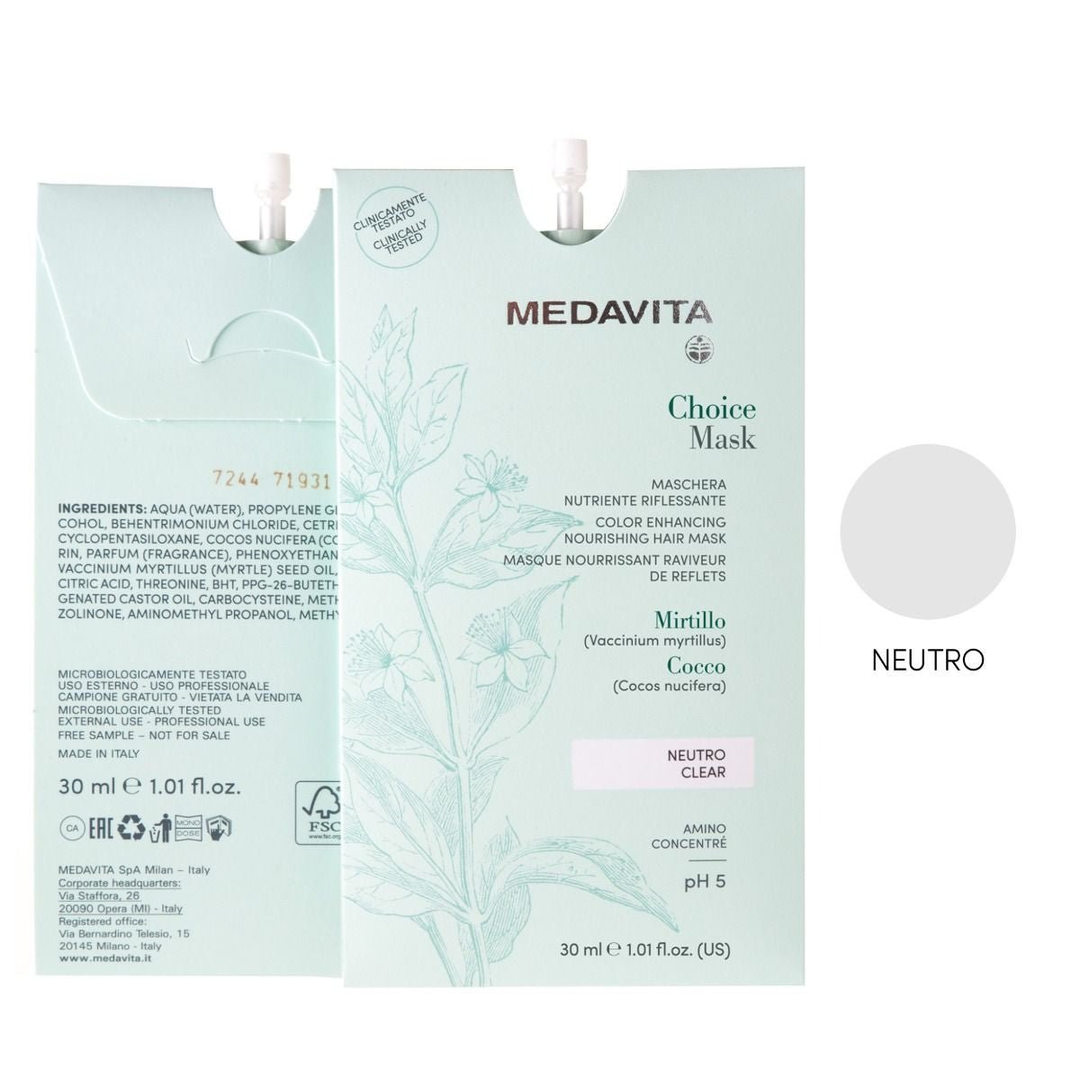 Mască de păr colorantă Neutro (Clear) 30ml - RUTINA.roMască de păr colorantă Neutro (Clear) 30mlMedavitaRUTINA.ro