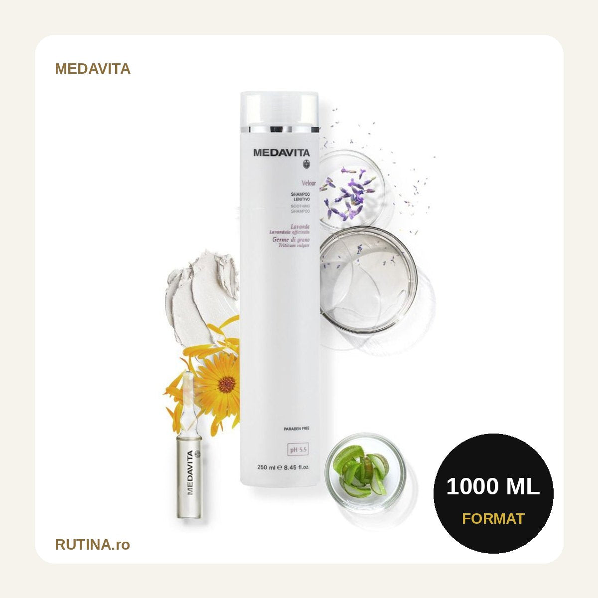 Sampon Calmant Velour pH 5.5 – 1000 ml – format 1000 ml