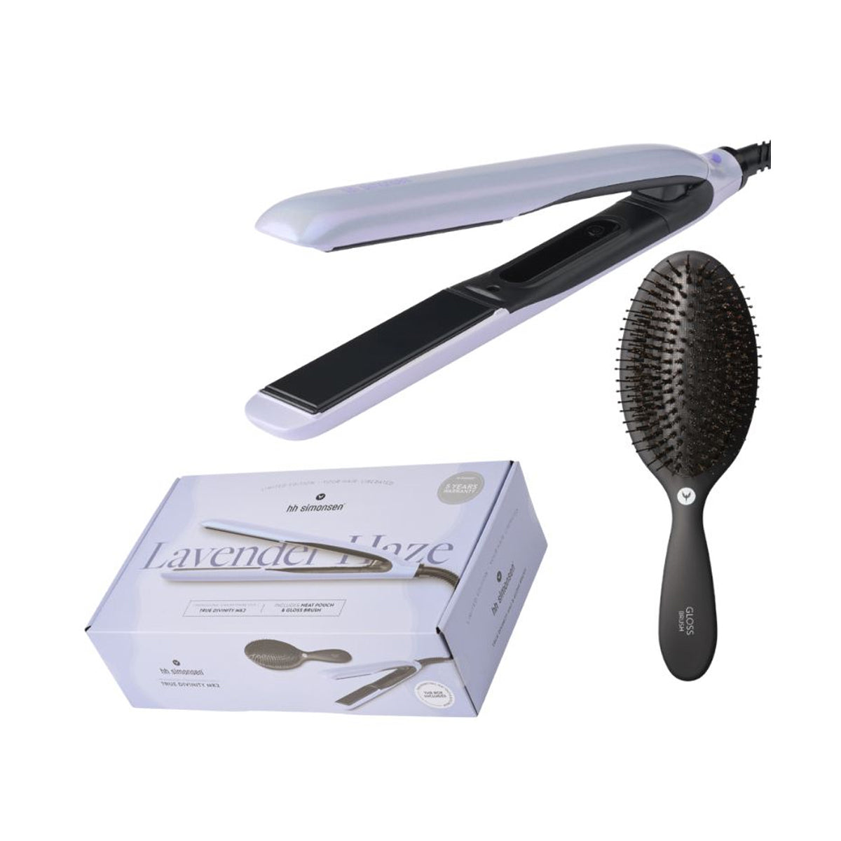 Placa profesionala pt indreptat parul True Divinity MK2 Lavender Haze + perie Gloss Brush