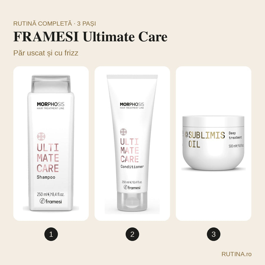 Rutină păr uscat și cu frizz – FRAMESI Ultimate Care (3 pași)