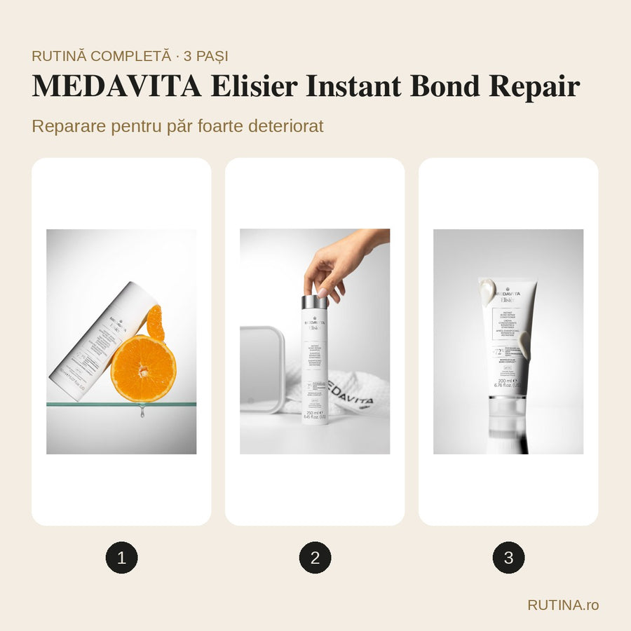 Rutină reparare pentru păr foarte deteriorat – MEDAVITA Elisier Instant Bond Repair (3 pași)