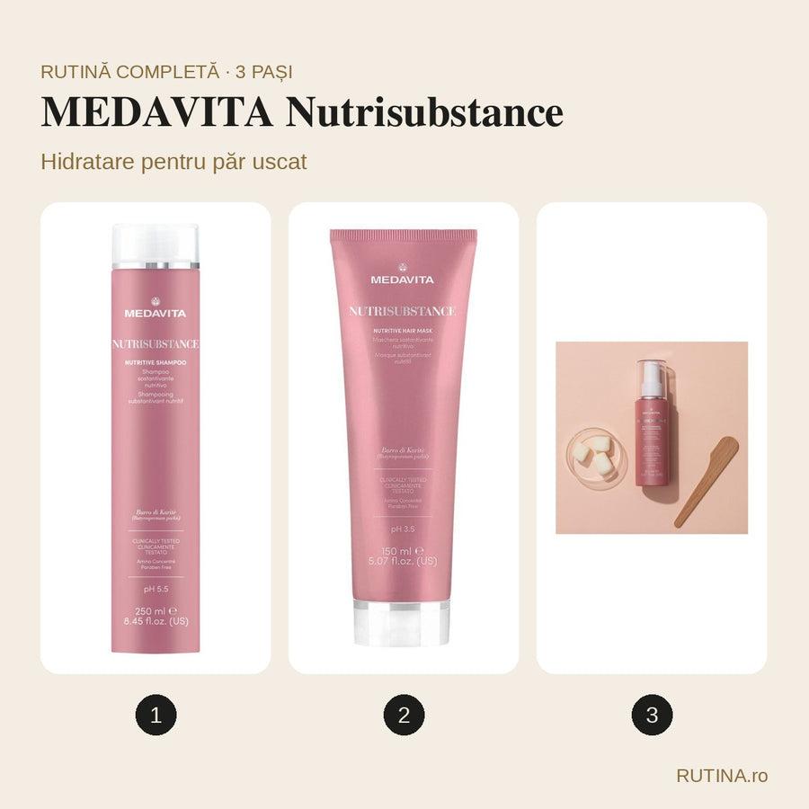 Rutină hidratare pentru păr uscat – MEDAVITA Nutrisubstance (3 pași)