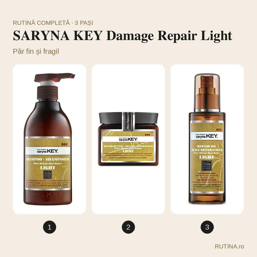Rutină păr fin și fragil – SARYNA KEY Damage Repair Light (3 pași)