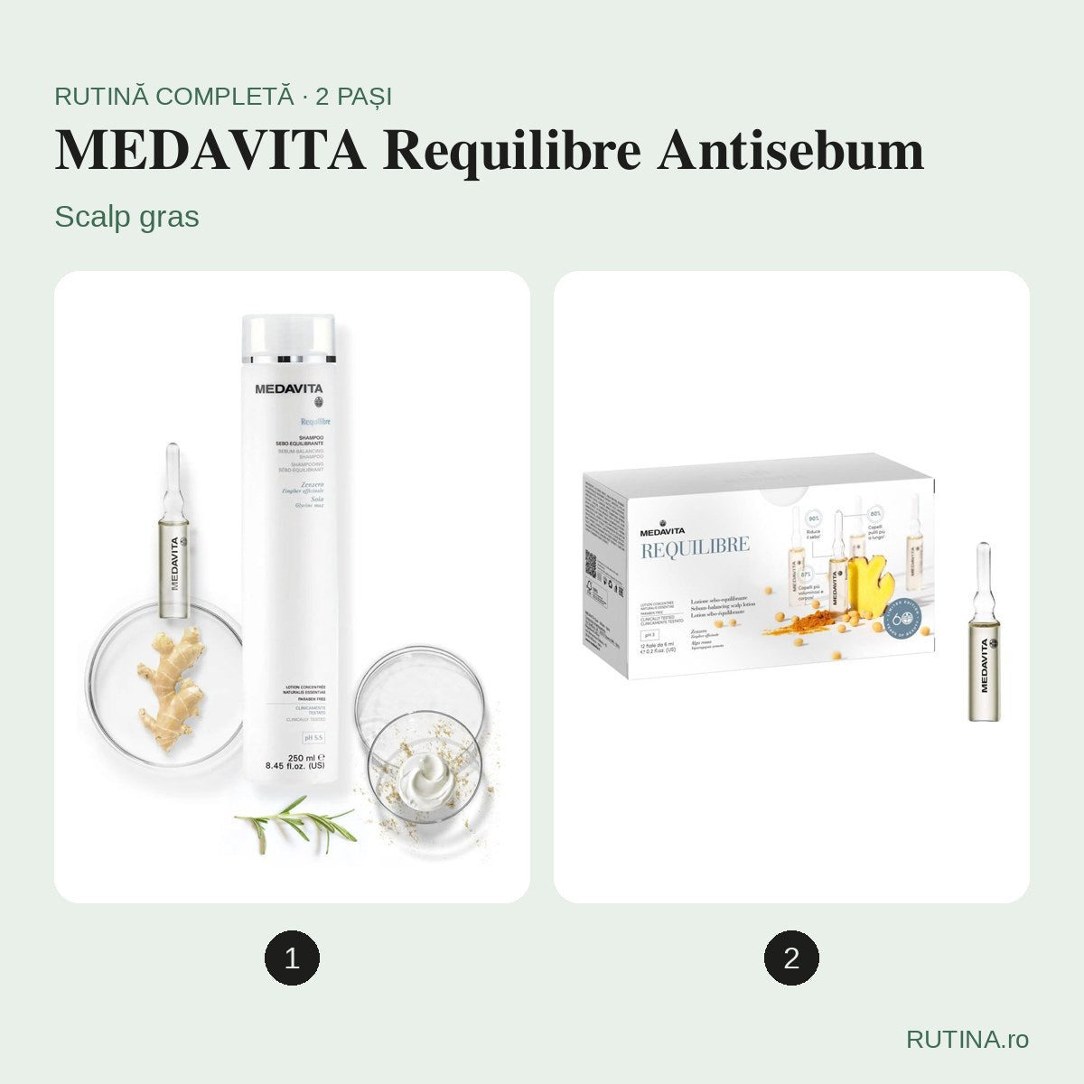 Rutină scalp gras – MEDAVITA Requilibre Antisebum (2 pași) – copertă
