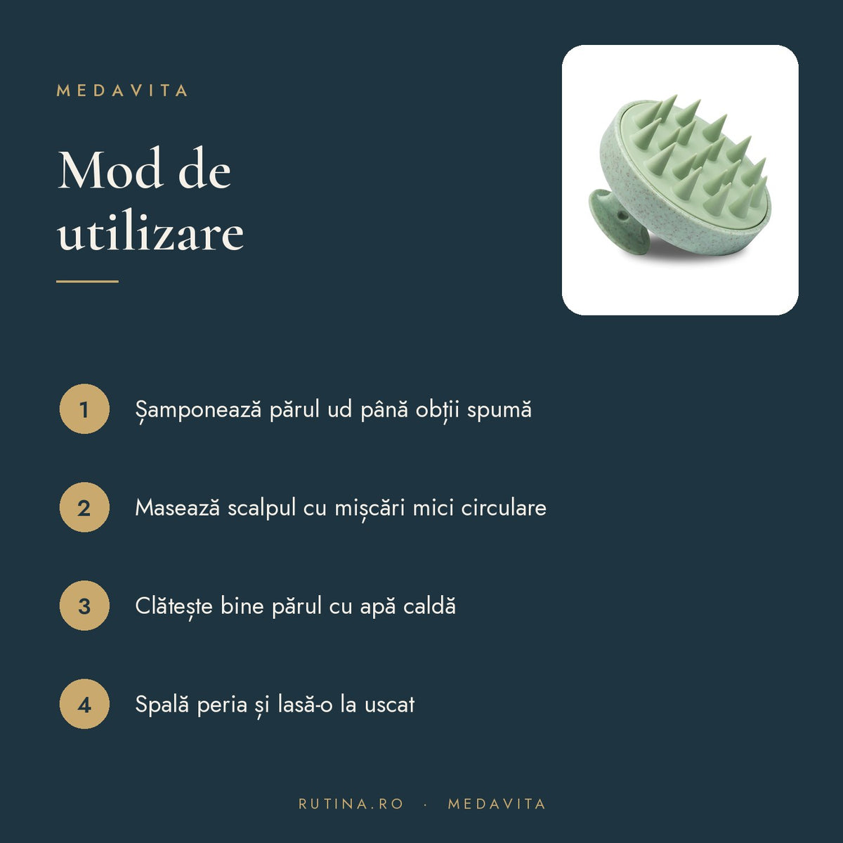 Perie pentru Masaj Scalp - material Silicon — Culoare Verde – mod de utilizare