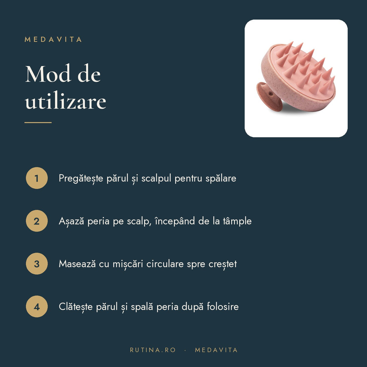 Perie pentru Masaj Scalp - material Silicon — Culoare Roz – mod de utilizare