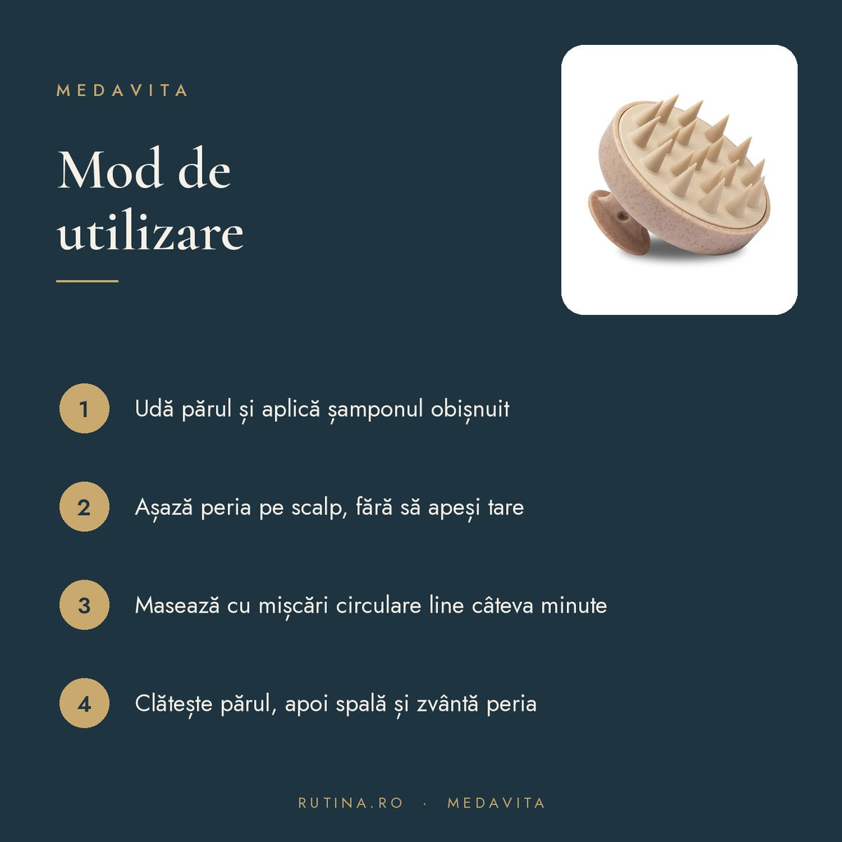 Perie pentru Masaj Scalp - material Silicon — Culoare Bej