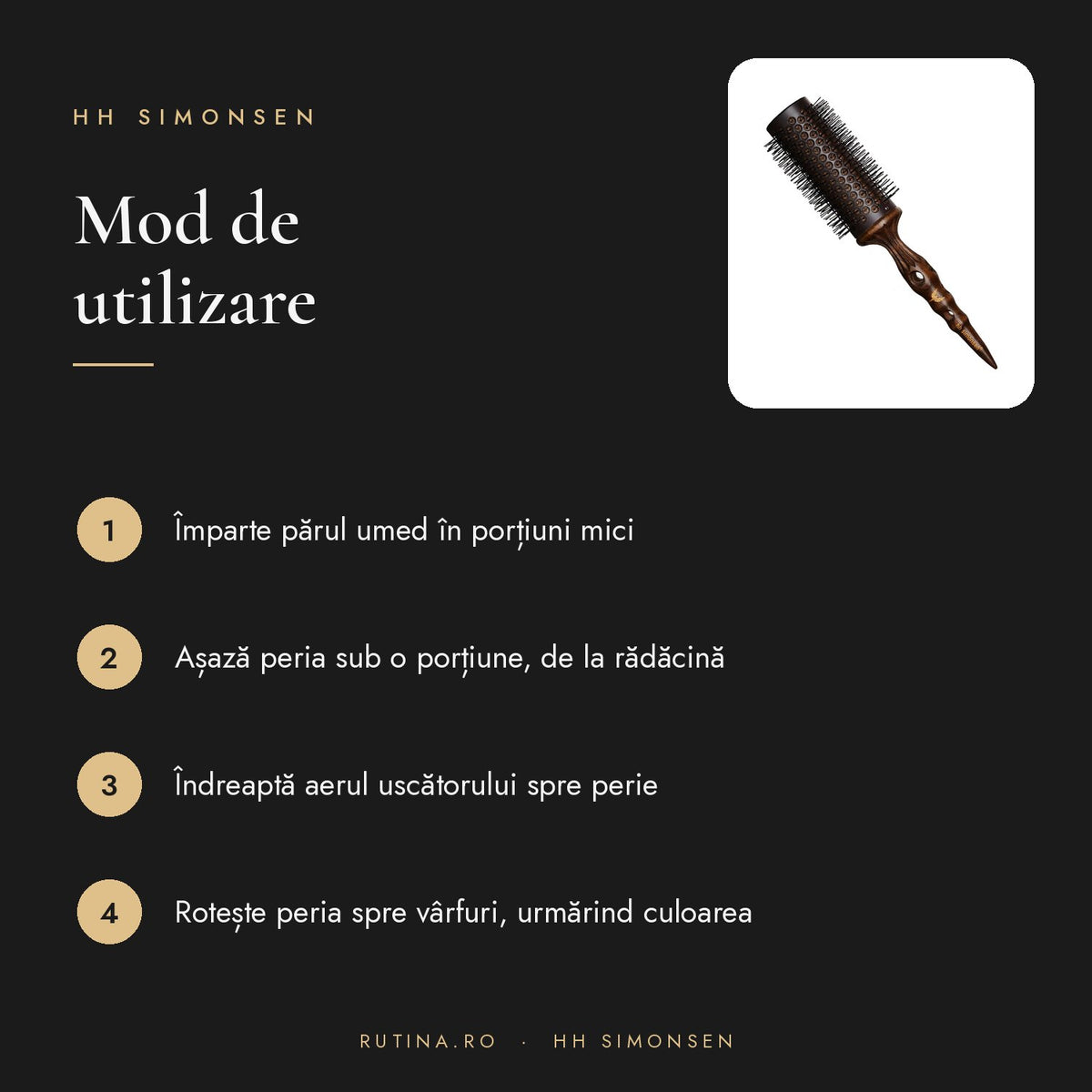 Perie Turn Brush Flex - Hh Simonsen — Mărime XL – mod de utilizare