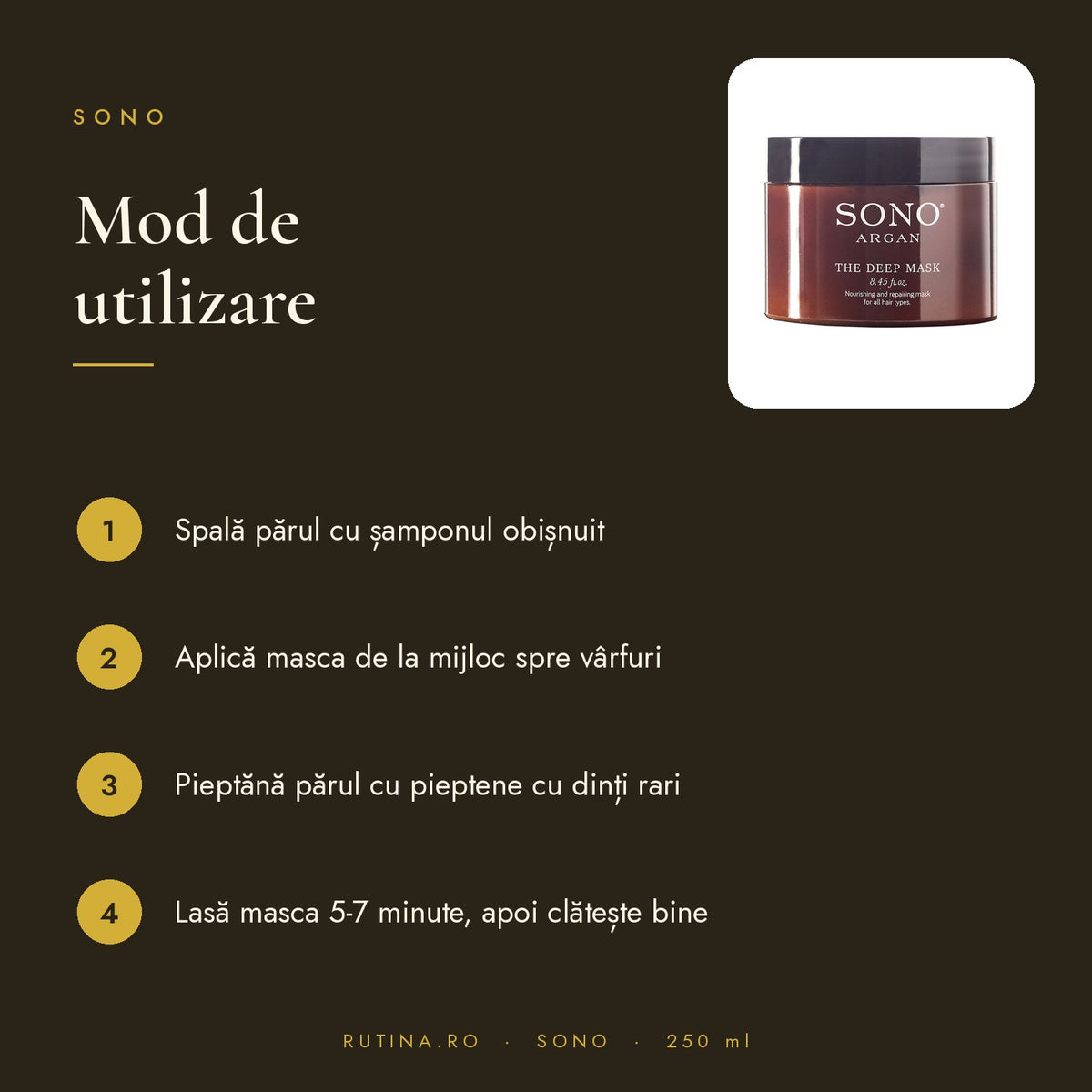 Masca SONO ARGAN pentru hidratare si descurcare cu Ulei de Argan — 250 ml