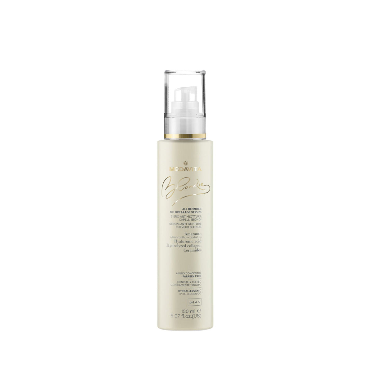 Rutină blond cald strălucitor – MEDAVITA Blondie Blonduri Calde (3 pași) – Spray fara clatire antirupere, cu acid hialuronic si ceramide - Blondie